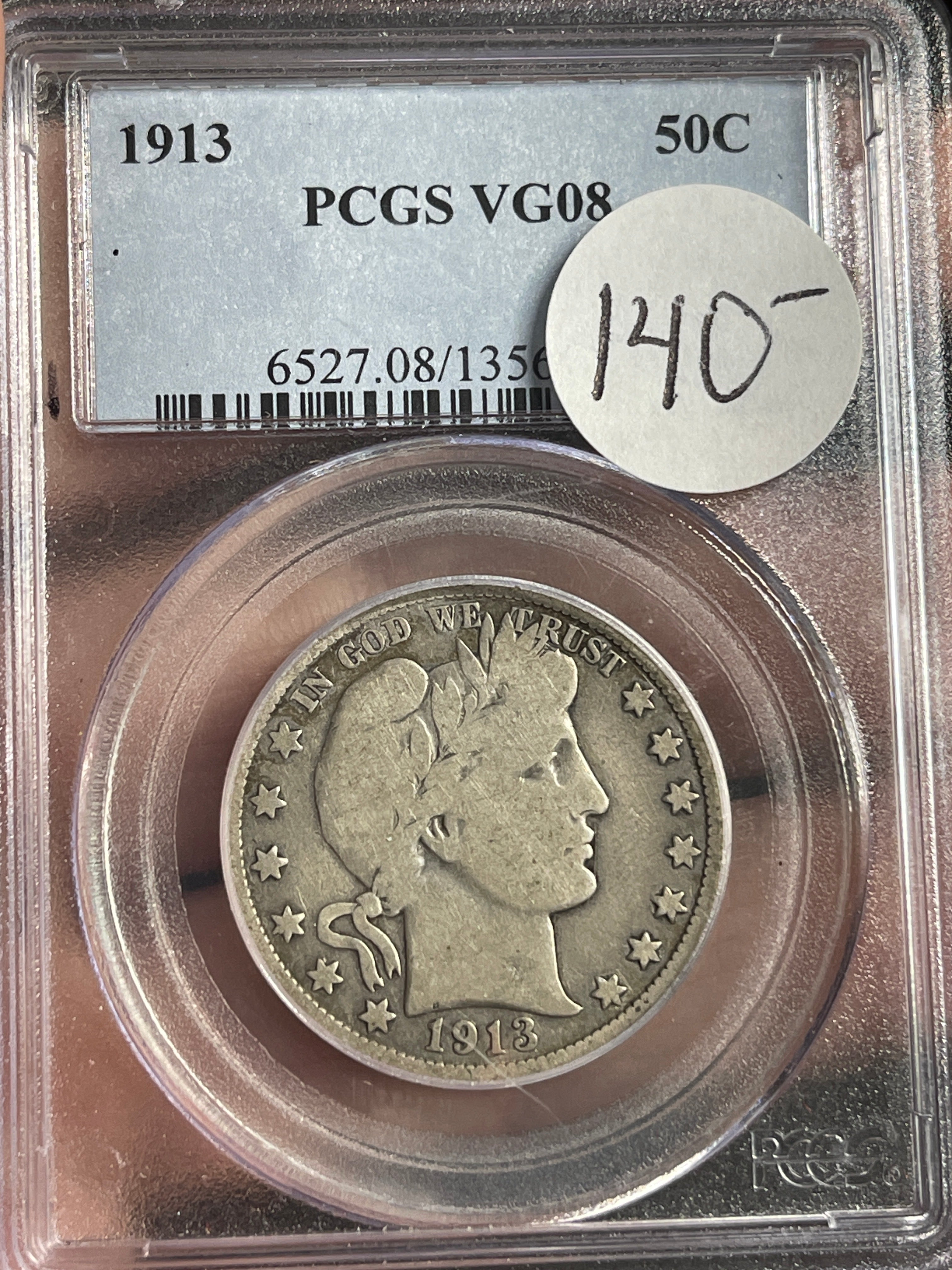 1913 Barber Half PCGS VG8