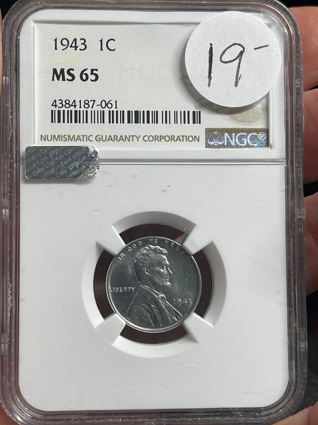 1943 Lincoln Cent Steel NGC MS65