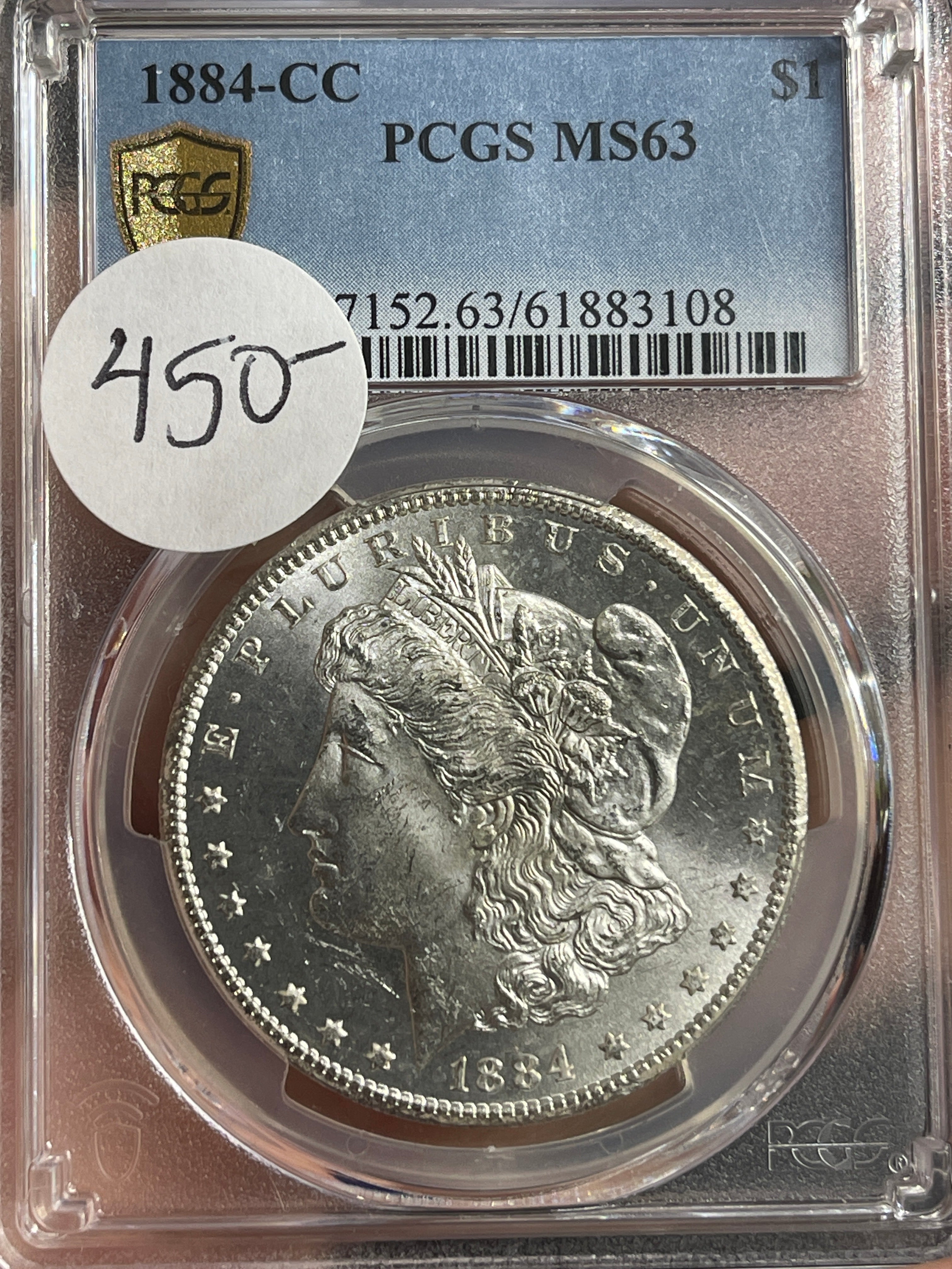 1884-CC Morgan PCGS MS63